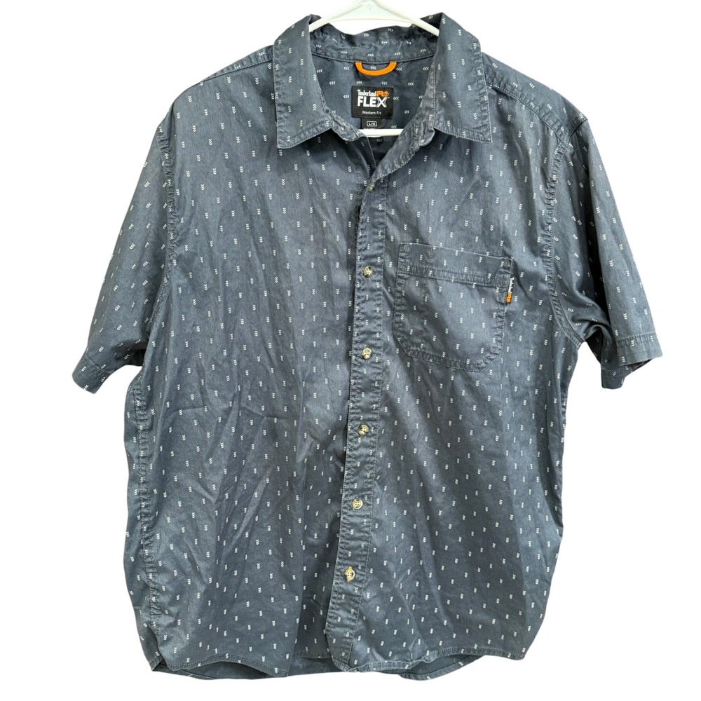 Timberland FLEX Modern Fit Arrow Print Short Sleeve Button Down Shirt L